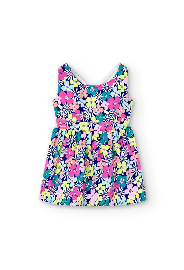 Vestido de satén de bebé niña con estampado flores